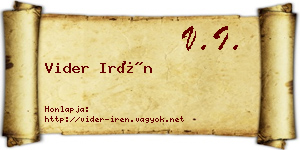 Vider Irén névjegykártya